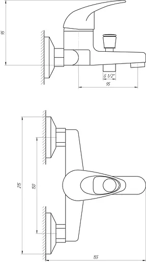 Смеситель для ванны EcoMix Elit EM-102 Хром - фото 5