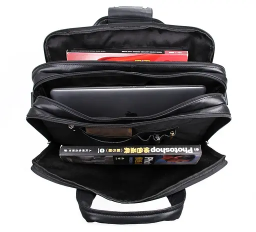 Чоловіча шкіряна сумка John McDee 40.5х12.5х30.5 см sum0026119 - фото 8