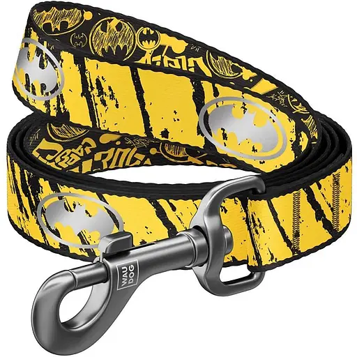 Повідець для собак Waudog Nylon нейлоновий, світловідбивний, малюнок "Бетмен Ескіз", L-XXL