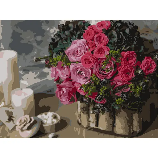 Картина по номерам Strateg Розовый букет 30х40 см (SS-1266) - фото 1