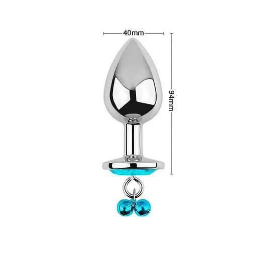 Металеві анальні пробки з підвісками-дзвониками водонепроникні 9,4 см х 4 см бірюзові - фото 3