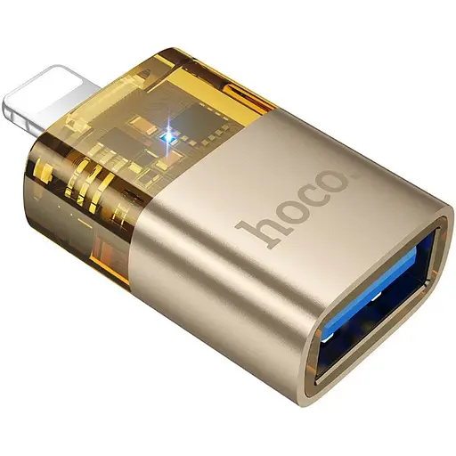 Адаптер перехідник Hoco UA36 Lightning to USB золотистий