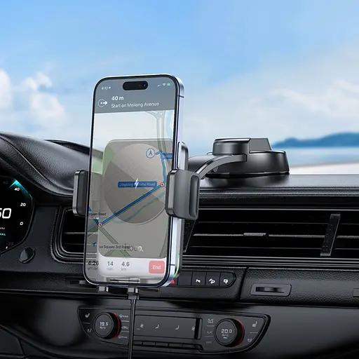 Автодержатель Hoco HW14 с беспроводной зарядкой 15W черный серый - фото 2