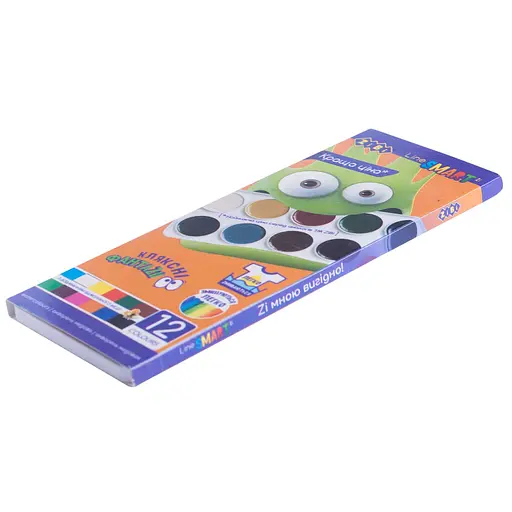 Фарби акварельні Smart, 12 кольорів, без пензля, картонна коробка