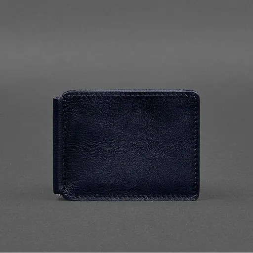 Кожаное портмоне 13.0 зажим синий краст - фото 10