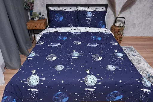 Комплект постільної білизни Moon&Star Ranforce Elite Cosmos сімейний 2х143х210 см наволочки 2х40х60 см - фото 4