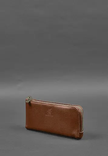 Кожаный портмоне-купюрник на молнии 14.0 светло-коричневый - фото 4
