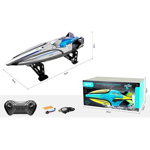 Катер на радіокеруванні, 2.4G, акумулятор, 35 см, світло, USB-зарядка, 39x15.5x12.5 см (В асортименті) - фото 2