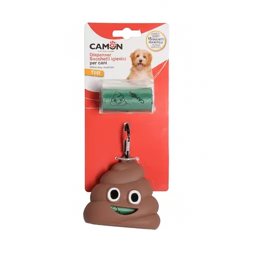Брелок-диспенсер Camon з пакетами для собачих фекалій із TPR з 2 рулонами по 15 пакетів (B523/P)