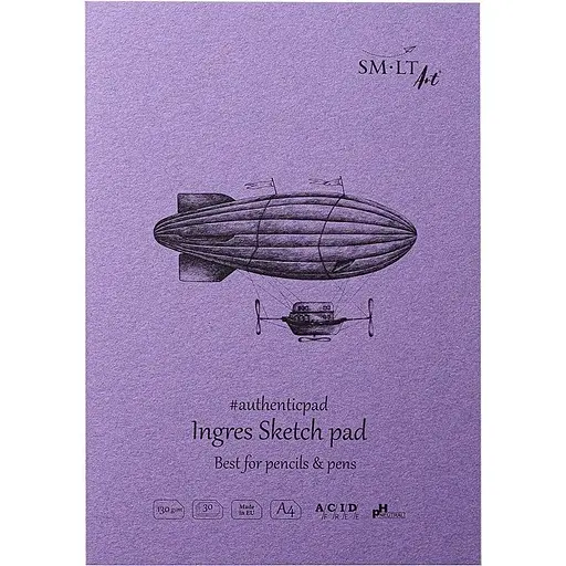 Блокнот-склейка для ескізів SM-LT Art Authentic (Ingres) А4 130г/м2 30л білий папір з додаванням бавовни - фото 1