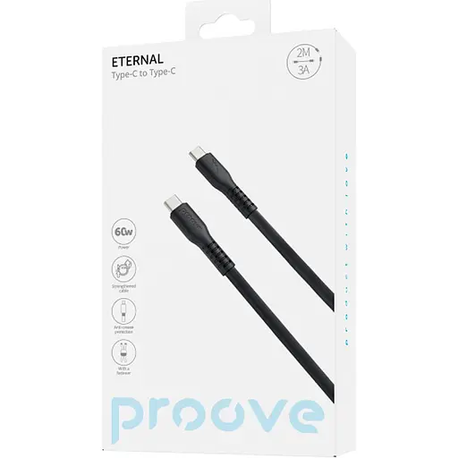 Кабель Proove Eternal USB-C to USB-C 60W 2m Black [131028] - фото 2