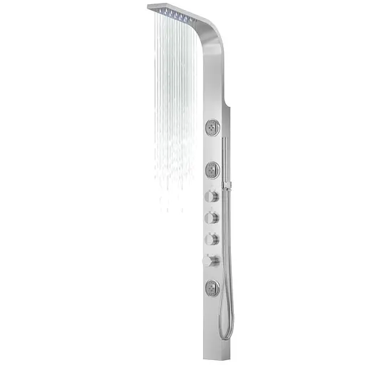 Душова панель Corsan Snake inox LED з термостатом S002TSLLED, Нержавіюча сталь - фото 2