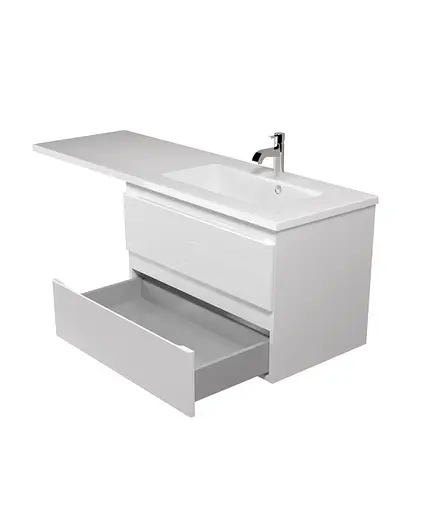 Тумба Мойдодир Unik 80-A Adam 140 R Білий підвісна з крилом над пральною машиною Білий - фото 3