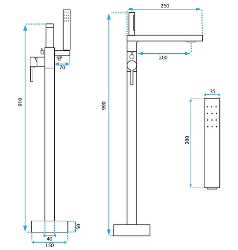 Смеситель для ванны Rea Flores brushed gold напольный REA-B2713 Золотой - фото 5