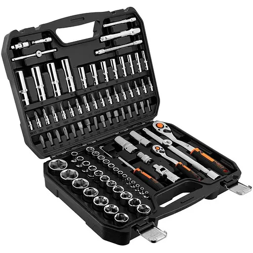 Neo Tools Набор инструментов, Набор торцевых головок, 94шт, 1/2", 1/4", CrV, кейс