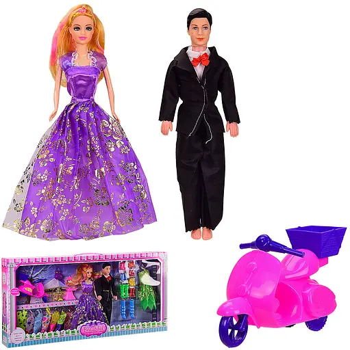 Лялька 8698B у наборі з Кеном, сукні, аксесуари, в коробці (6900001300069) - фото 1