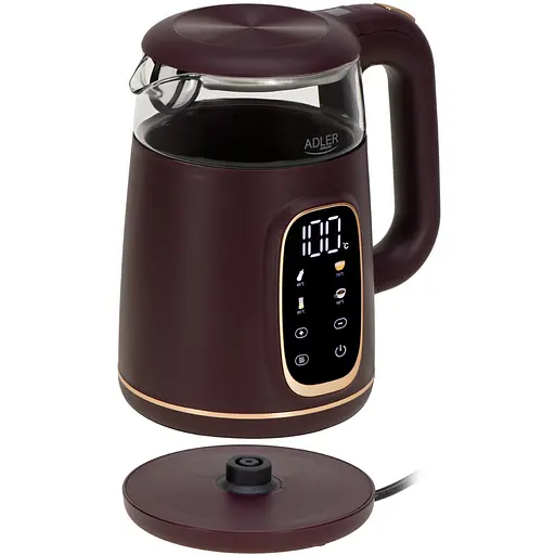 Електрочайник Adler AD 1305 burgundy 1850-2200 Вт 1.7 л скло встановлення температури - фото 4