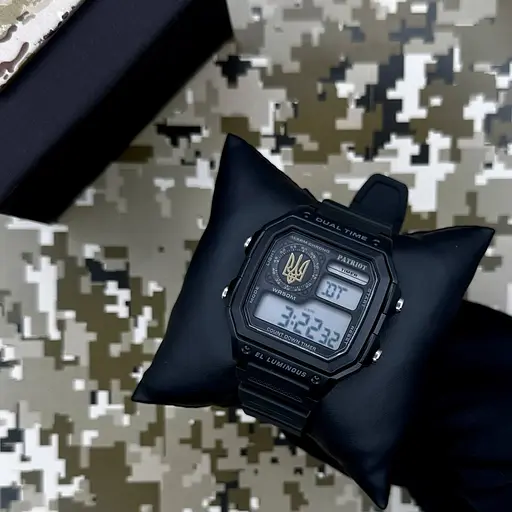 Наручные часы мужские 010BKUAGD Тризуб золото Чорные + Коробка. Patriot acs0031024 - фото 2