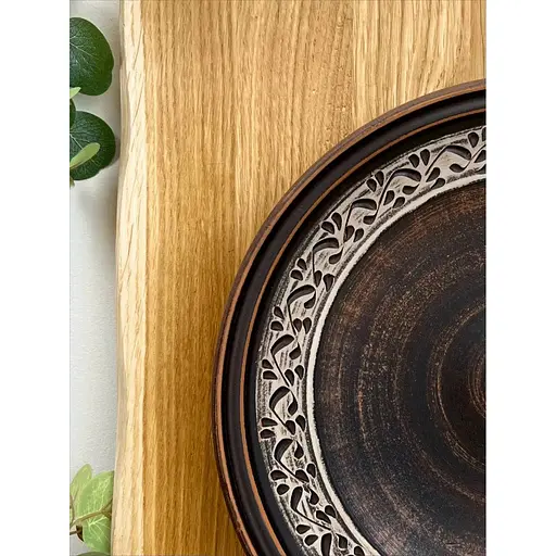 Фруктівниця 26 см керамічна (глиняна) різьблена Ангоб - фото 6