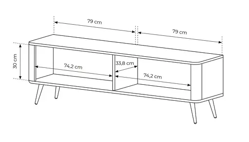 Тумба під телевізор Perfect Home Ланте / Lante 2-дверна з золотими ніжками 2D/163 Чорний (PFH-091194) - фото 4