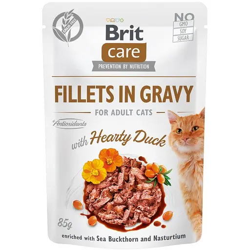 Влажный корм Brit Care Cat Pouch для кошек филе в соусе утка 85 г - фото 1