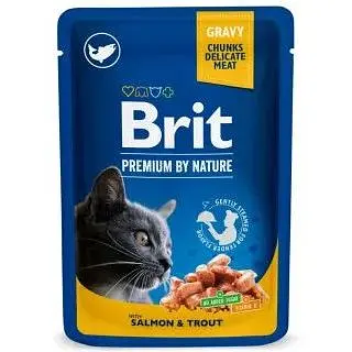 Набор влажных кормов Brit Premium Cat Pouch Семейная тарелка для кошек ассорти из 4 вкусов 12 шт. х 100 г - фото 5