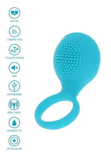 Виброкольцо Toy Joy Happiness Tickle Brush C-Ring 8.2 см голубой - фото 6