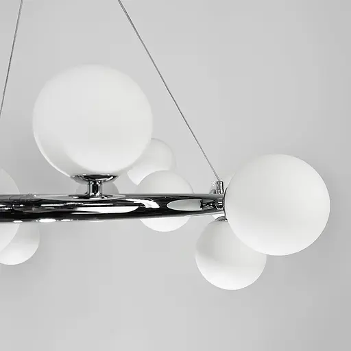 Кольцевая люстра в хромированном корпусе с белыми 15 плафонами Ø 75 см | Ст. SG 48/15 CH+WT | Line F - фото 2