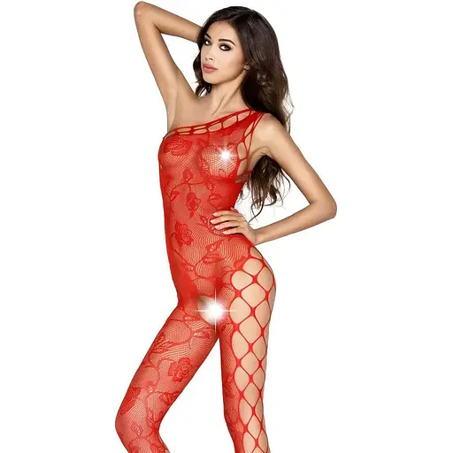 Бодістокінг Passion BS036 комбінезон лямочка через одне плече S/M/L red