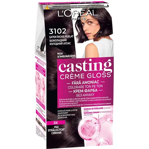 Фарба-догляд для волосся L'Oreal Paris Casting Creme Gloss відтінок 3102 холодний темно-каштановий без аміаку 120 мл (AA008400)