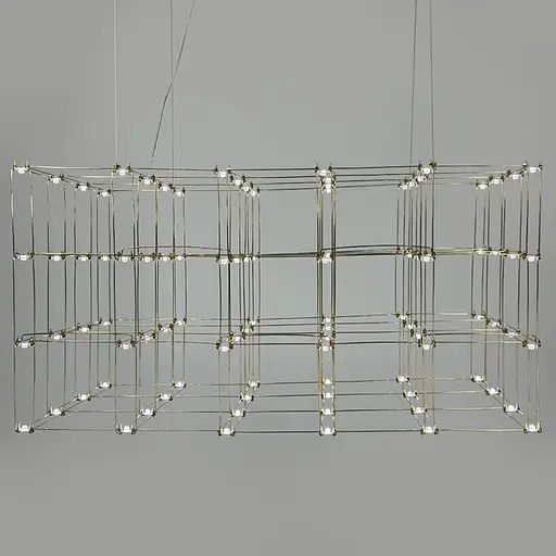 Золотая геометрическая люстра в форме параллелепипеда 120*60*60 см | Ст. MJ 199-1200*600*600 Titanium Line F - фото 4