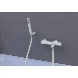 Змішувач для ванни Paffoni Light із регульованим душовим гарнітуром white matt LIG023BO, Білий матовий - фото 2