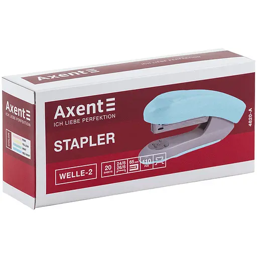 Степлер канцелярський Axent Welle-2 Pastelini №24/6 пластиковий 20 аркушів, неом'ятний (4820-09-A) - фото 3