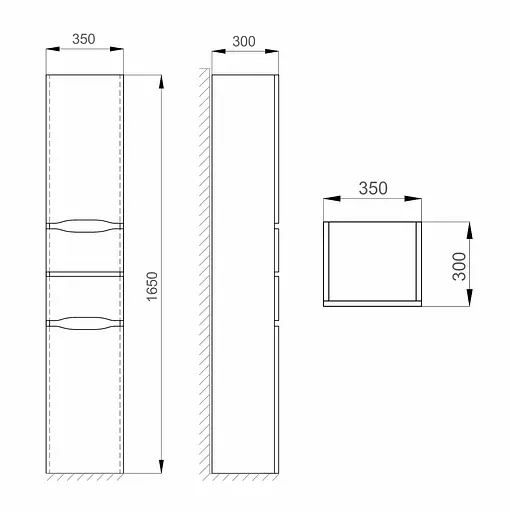Пенал підвісний Sanwerk "Ліга Air" 35 Мессина MV0000396 правий, Горіх - фото 4