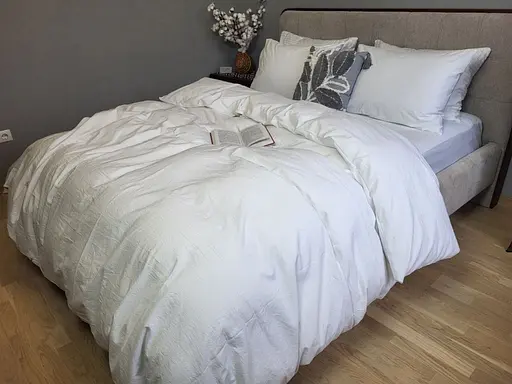 Комплект постельного белья из вареного хлопка белый White, LUXURY Washed - двухспальный - фото 1