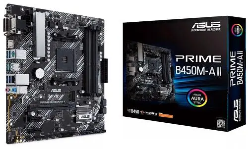 Мат.плата AM4 (B450) Asus PRIME B450M-A II, B450, 4xDDR4, Int.Video(CPU), 6xSATA3, 1xM.2, 1xPCI-E 16x 3.0, 2xPCI-E 1x 2.0, ALC88. VGA/DVI-D/HDMI, mATX