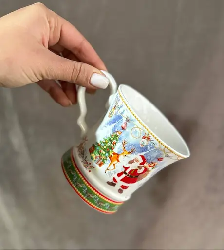 Чайный набор 2 чашки R36272 Санта керамика в подарочной упаковке 280 мл Белая - фото 5