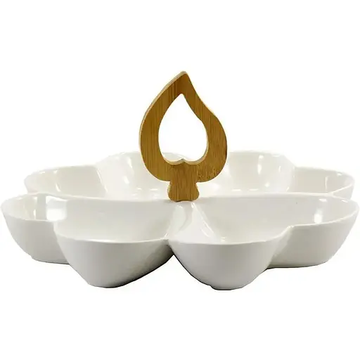 Менажниця Interos порцелянова 4 секційна 29 см біла (PJ02910)