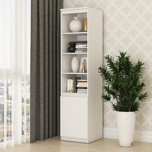 Пенал с открытыми полками MebelStar Нео 1Д 50x50x210 см Аляска белый (MBS-1150) - фото 1