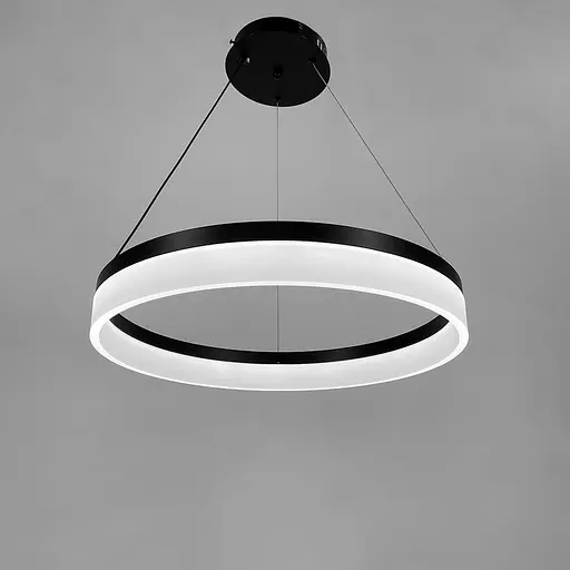 Современная кольцевая люстра в черном каркасе Ø 60 см Line F | Ст. YO18-600 BK - фото 1