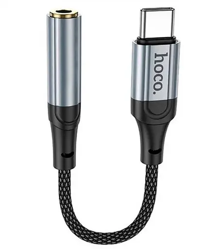 Перехідник для телефона Hoco LS36 type c на 3.5 мм 0.12m компактний адаптер usb c на jack 3.5 аудіоконвертер Сірий - фото 1