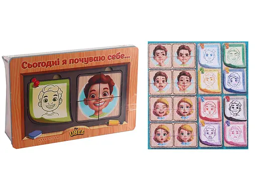 Деревянный пазл-сортер "Эмоции" 36 деталей Ubee ПСФ101