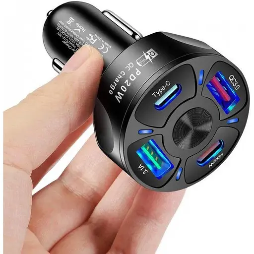 Зарядний пристрій Xiamen 2USB 2Type-C PD20W QC 3.0 Black (050551) - фото 3