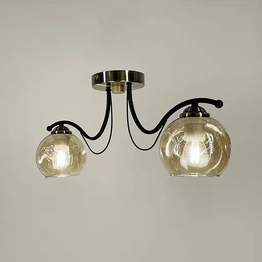 Люстра в чорному корпусі із 2-ма янтарними плафонами Line.F 7075/2 AB+BK+AB - фото 5