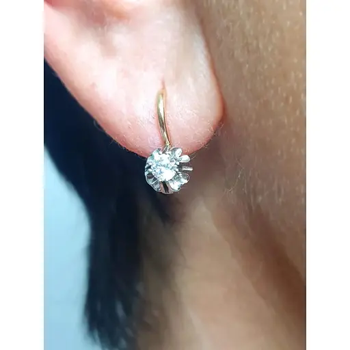 Золоті сережки Столична Ювелірна Фабрика з фіанітами. 113900 - фото 2