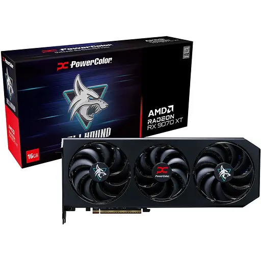 Відеокарта PowerColor Hellhound AMD Radeon RX 9070 XT 16GB (RX9070XT 16G-L/OC) EU [130300]