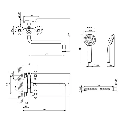 Смеситель для ванны Kroner KRM Rhein - C073 (CV023571) - фото 6