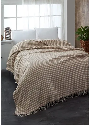 Плед-покривало Cotton TURComFor бавовна бежево-білий двоспальний 180х230 см TC303376066 - фото 1