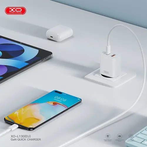 Мережевий зарядний пристрій XO L130 (EU) PD30W/QC18W (1USB-C+1USB-A) Fast charging Charger Білий - фото 2