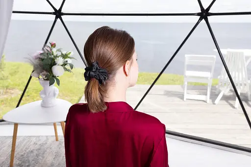 Набір із 2 шовкових резинок для волосся Чумацький Шлях S+L - два режими фіксації чорний (1242-02) - фото 7